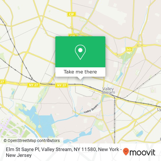 Mapa de Elm St Sayre Pl, Valley Stream, NY 11580