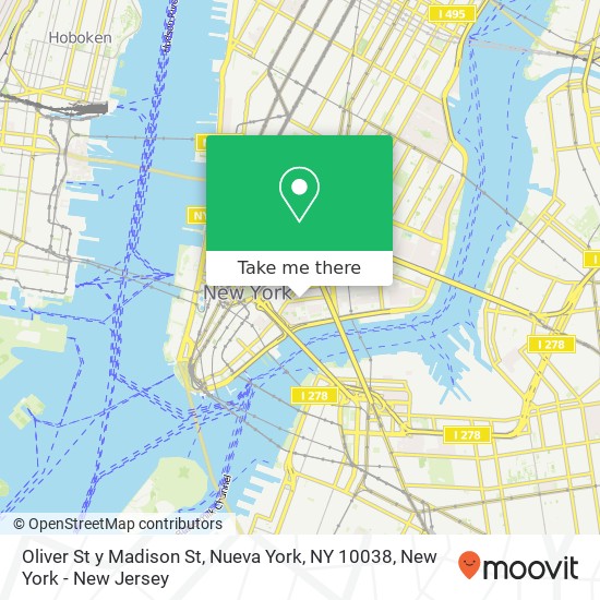 Mapa de Oliver St y Madison St, Nueva York, NY 10038