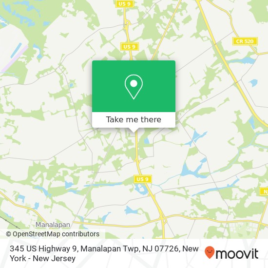 Mapa de 345 US Highway 9, Manalapan Twp, NJ 07726