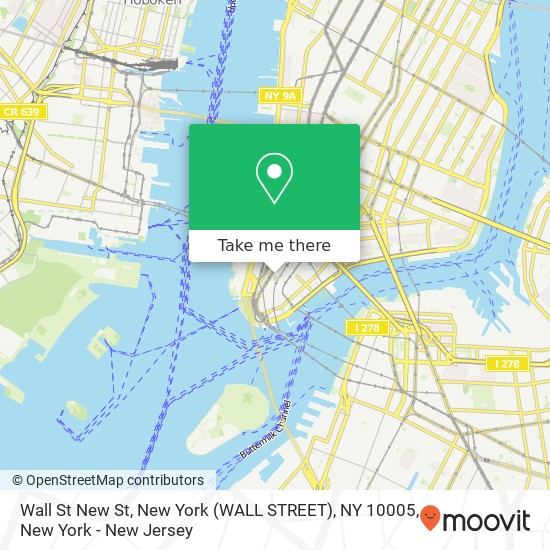 Wall St New St, New York (WALL STREET), NY 10005 map