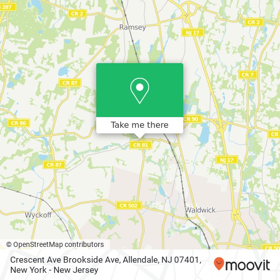 Crescent Ave Brookside Ave, Allendale, NJ 07401 map