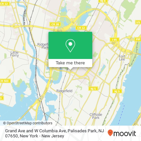 Grand Ave and W Columbia Ave, Palisades Park, NJ 07650 map