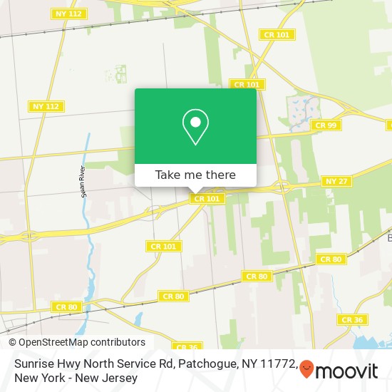 Sunrise Hwy North Service Rd, Patchogue, NY 11772 map