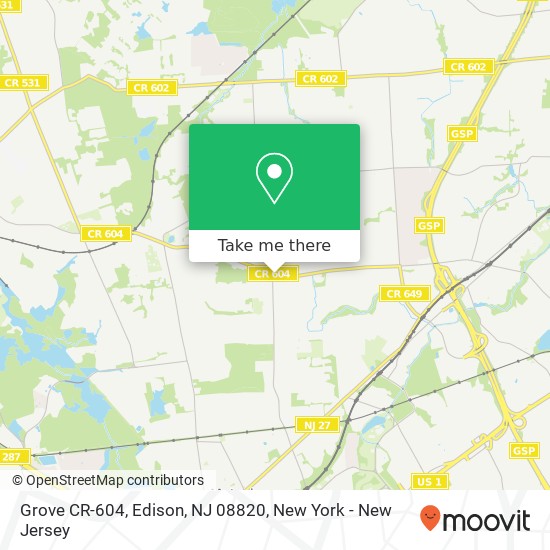 Mapa de Grove CR-604, Edison, NJ 08820