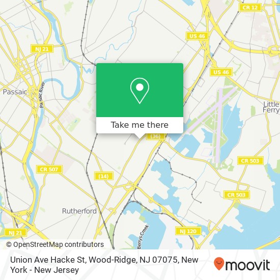 Union Ave Hacke St, Wood-Ridge, NJ 07075 map