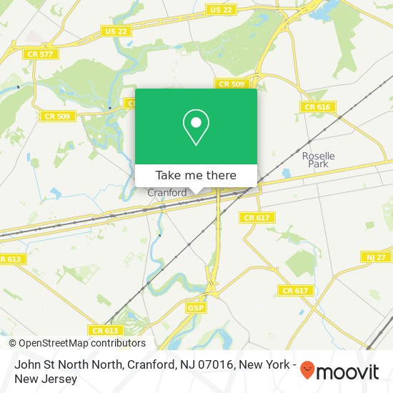 John St North North, Cranford, NJ 07016 map