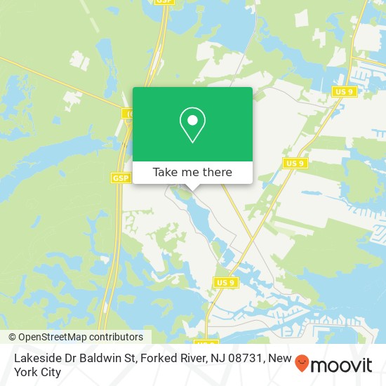 Mapa de Lakeside Dr Baldwin St, Forked River, NJ 08731