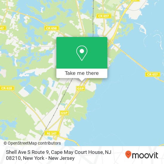 Mapa de Shell Ave S Route 9, Cape May Court House, NJ 08210