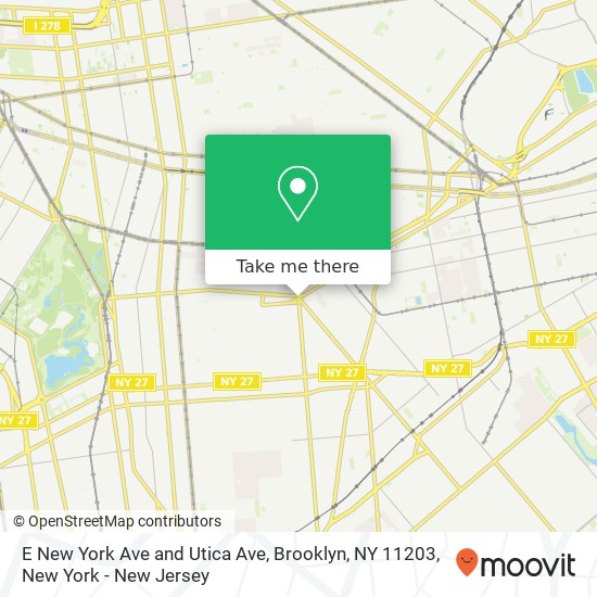 Mapa de E New York Ave and Utica Ave, Brooklyn, NY 11203