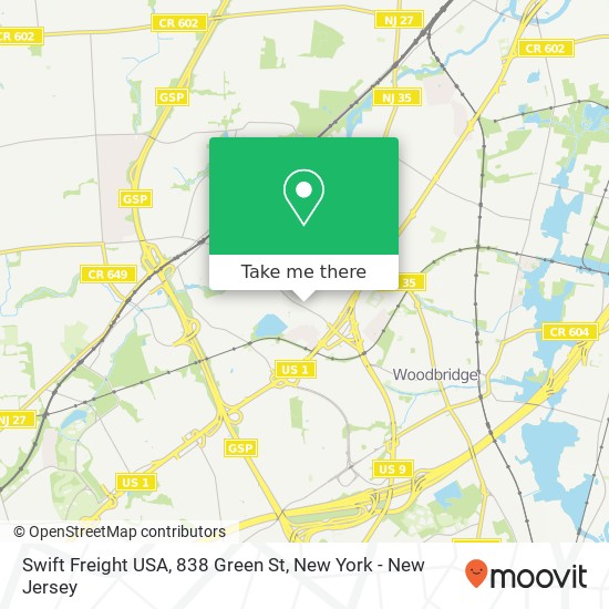 Mapa de Swift Freight USA, 838 Green St