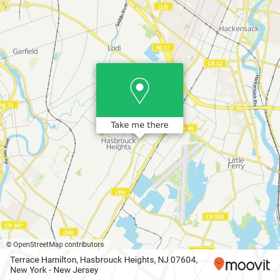 Mapa de Terrace Hamilton, Hasbrouck Heights, NJ 07604