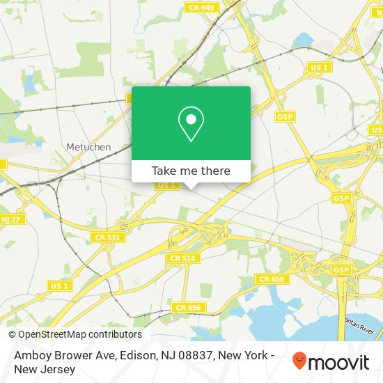 Mapa de Amboy Brower Ave, Edison, NJ 08837