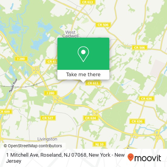 Mapa de 1 Mitchell Ave, Roseland, NJ 07068