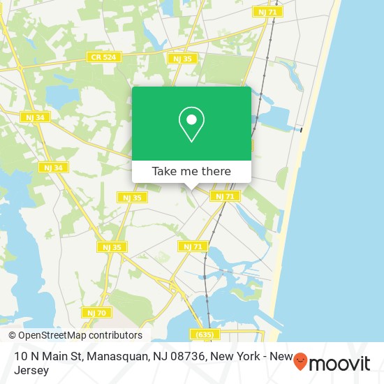 Mapa de 10 N Main St, Manasquan, NJ 08736