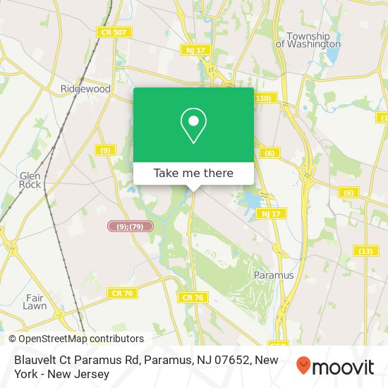 Mapa de Blauvelt Ct Paramus Rd, Paramus, NJ 07652