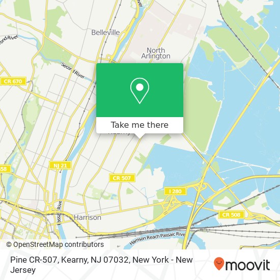 Mapa de Pine CR-507, Kearny, NJ 07032