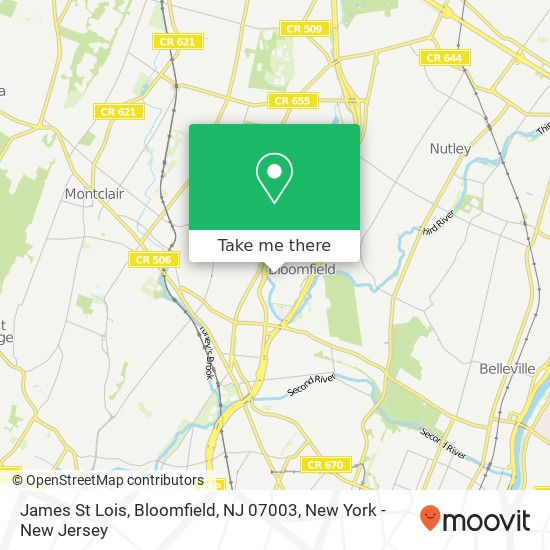 Mapa de James St Lois, Bloomfield, NJ 07003