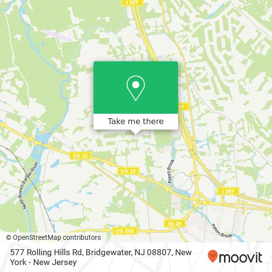 Mapa de 577 Rolling Hills Rd, Bridgewater, NJ 08807