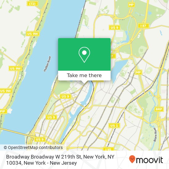 Broadway Broadway W 219th St, New York, NY 10034 map