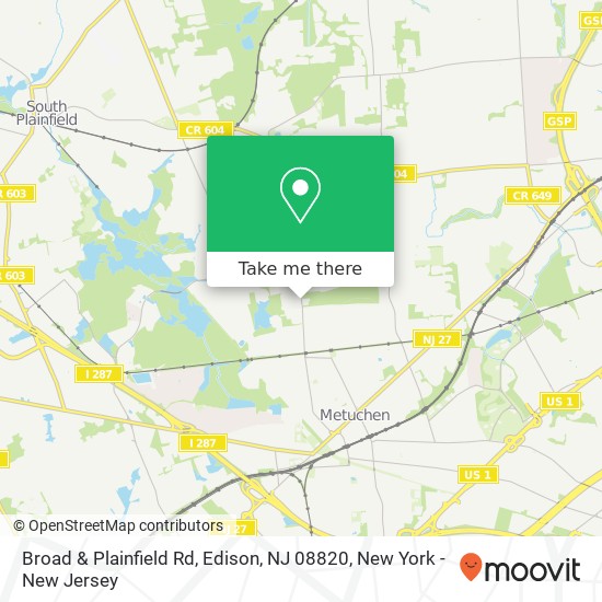 Broad & Plainfield Rd, Edison, NJ 08820 map