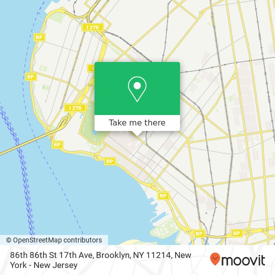 Mapa de 86th 86th St 17th Ave, Brooklyn, NY 11214