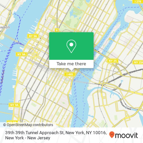 39th 39th Tunnel Approach St, New York, NY 10016 map
