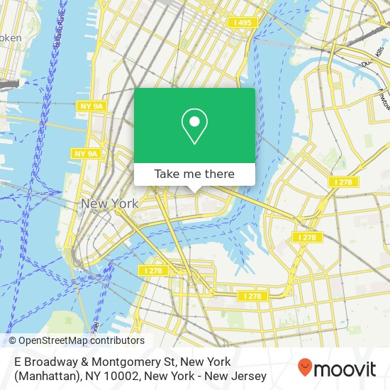 Mapa de E Broadway & Montgomery St, New York (Manhattan), NY 10002