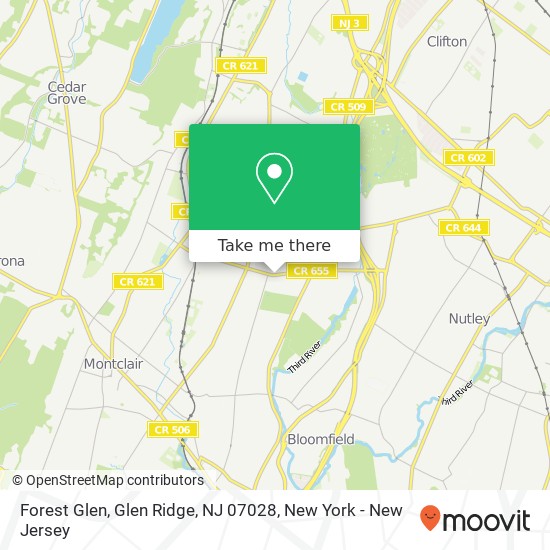 Mapa de Forest Glen, Glen Ridge, NJ 07028