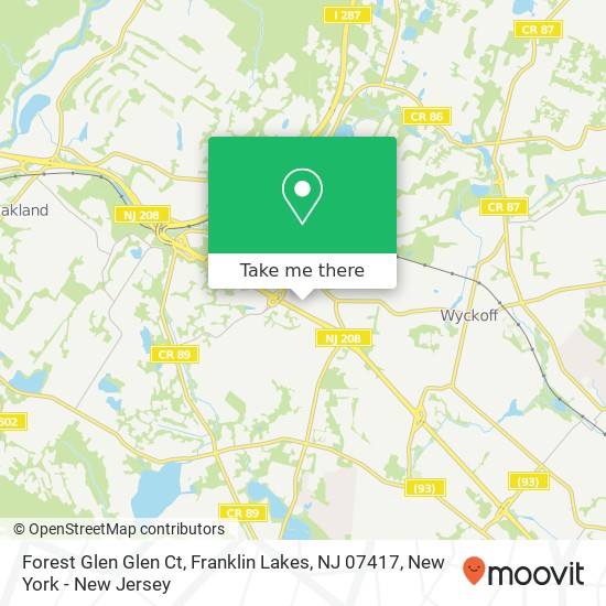 Mapa de Forest Glen Glen Ct, Franklin Lakes, NJ 07417
