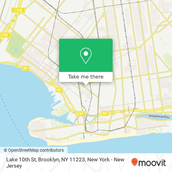 Mapa de Lake 10th St, Brooklyn, NY 11223