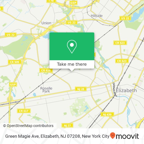 Mapa de Green Magie Ave, Elizabeth, NJ 07208