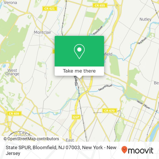 Mapa de State SPUR, Bloomfield, NJ 07003