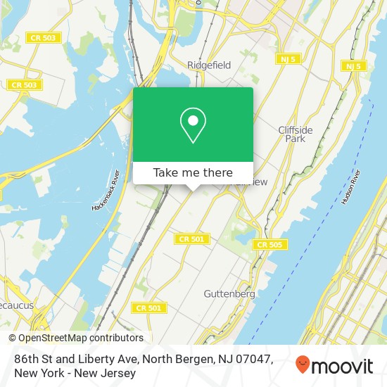Mapa de 86th St and Liberty Ave, North Bergen, NJ 07047