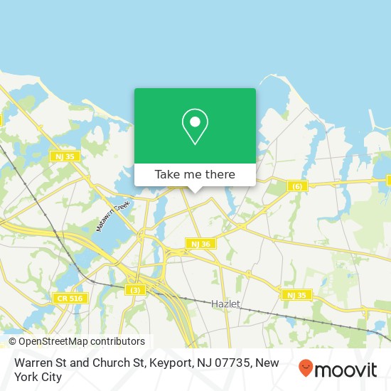 Mapa de Warren St and Church St, Keyport, NJ 07735