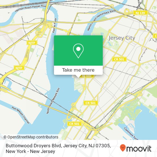 Mapa de Buttonwood Droyers Blvd, Jersey City, NJ 07305