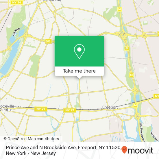 Mapa de Prince Ave and N Brookside Ave, Freeport, NY 11520