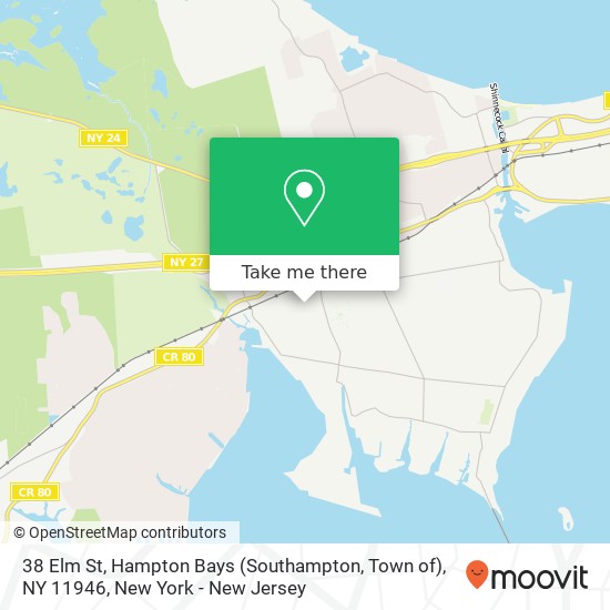 38 Elm St, Hampton Bays (Southampton, Town of), NY 11946 map