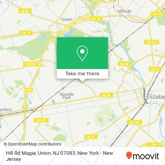 Mapa de Hill Rd Magie, Union, NJ 07083