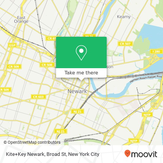 Mapa de Kite+Key Newark, Broad St
