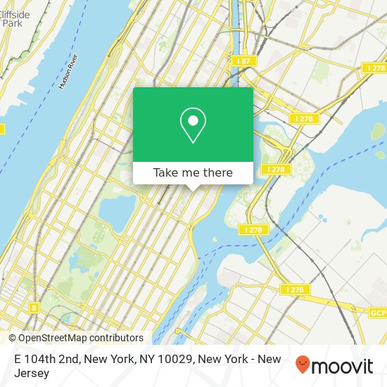Mapa de E 104th 2nd, New York, NY 10029