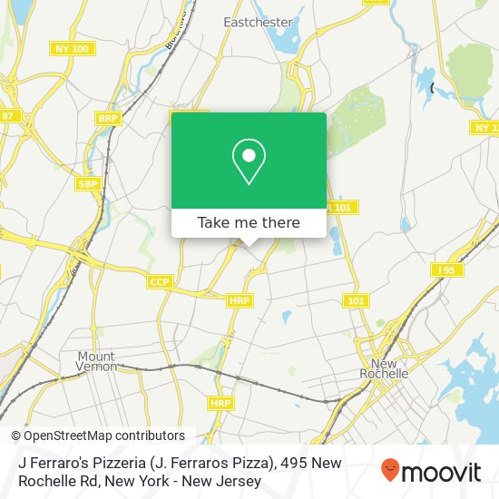 Mapa de J Ferraro's Pizzeria (J. Ferraros Pizza), 495 New Rochelle Rd