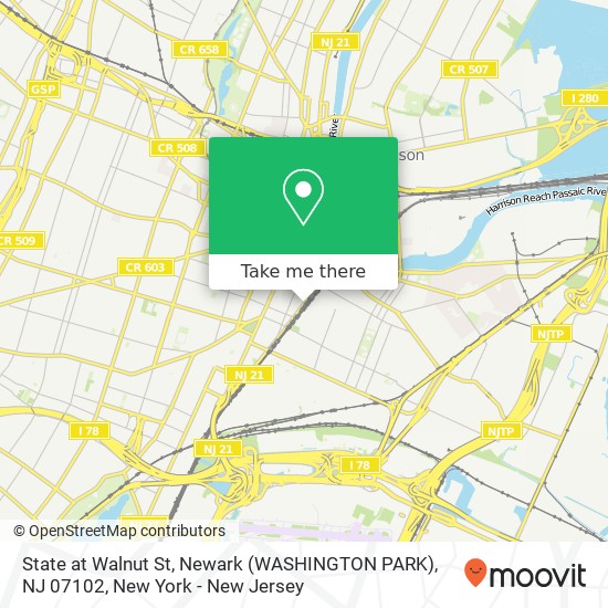 Mapa de State at Walnut St, Newark (WASHINGTON PARK), NJ 07102