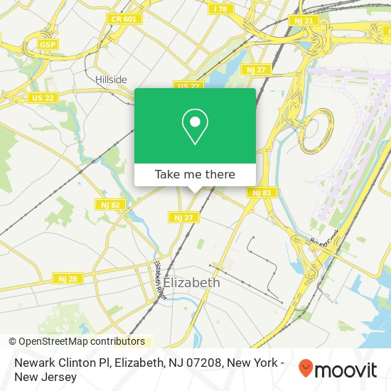Newark Clinton Pl, Elizabeth, NJ 07208 map