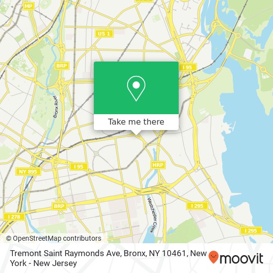 Mapa de Tremont Saint Raymonds Ave, Bronx, NY 10461