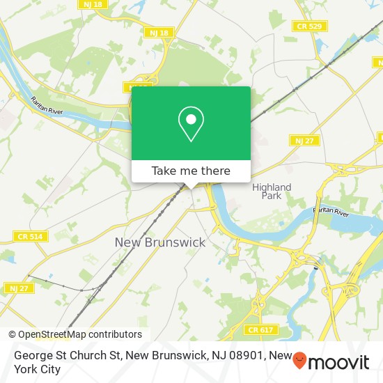 Mapa de George St Church St, New Brunswick, NJ 08901