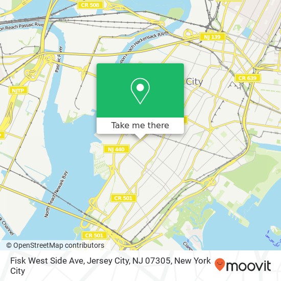 Mapa de Fisk West Side Ave, Jersey City, NJ 07305