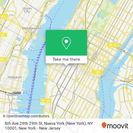 Mapa de 8th Ave 29th 29th St, Nueva York (New York), NY 10001