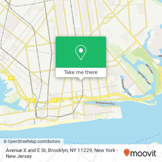 Avenue X and E St, Brooklyn, NY 11229 map