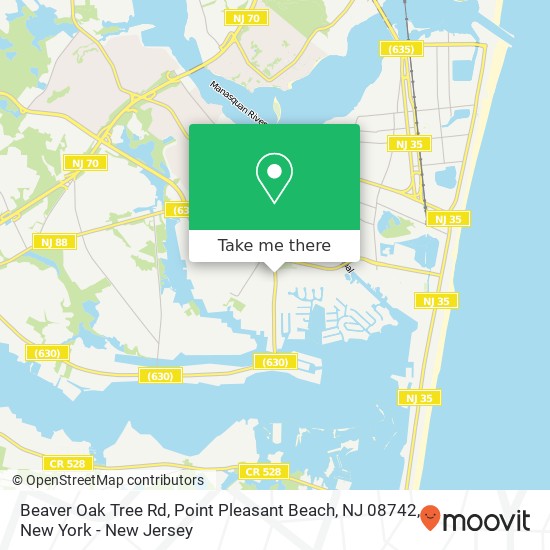 Mapa de Beaver Oak Tree Rd, Point Pleasant Beach, NJ 08742