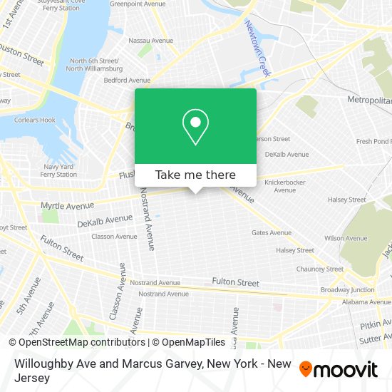 Willoughby Ave and Marcus Garvey map